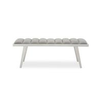 Grey Velvet Bench with Splayed Silver Legs, Channel-Tufted Plush Seat, Elegant Mid-Century Accent Seating Interiors by Premier Silver One Size