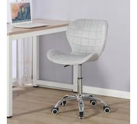 (Grey Velvet) Charles Jacobs Adjustable Swivel Chair | Office Chair With Chrome Wheels