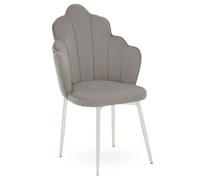 Grey Velvet Dining Chair, Durable & Adjustable Velvet Office Chair, Backrest Grey Accent Chair with Chrome Legs