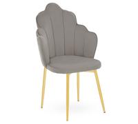 Grey Velvet Dining Chair, Durable & Adjustable Velvet Office Chair, Backrest Grey Accent Chair with Gold Legs