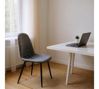 Grey Velvet Dining Chair Stylish Cushion Padded Metal Legs for Home & Kitchen