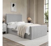 Grey Velvet Double Side-Lift Ottoman Bed - Khloe