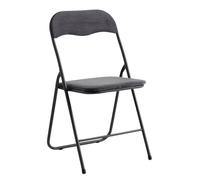 Grey Velvet Folding Chair With Padded Seat & Back, Metal Frame Chairs