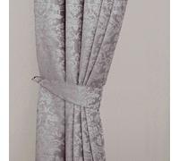(Grey) Velvet Jacquard Curtain Tie Back Pair