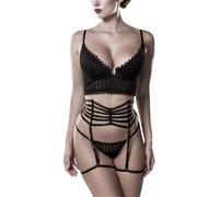 Grey Velvet Lingerie set Underwear black XL