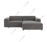 (Grey Velvet, Right Hand Chaise) SnoozeOnline L Shaped Chaise Lounge Sofa Plush Corner Sofa with Deep Cushions & Low Profile Design Right/Left Hand Facing With Sturdy Small legs