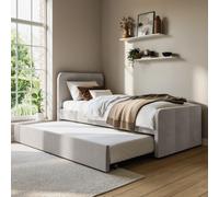 Grey Velvet Single Guest Bed with Trundle - Layla