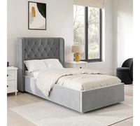 Grey Velvet Single Side-Lift Chesterfield Ottoman Bed - Taylor
