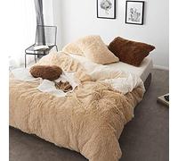Grey Velvet Size White Duvet Double Bed Twin Set Bear Fleece Cozy Bedding Bedroom Soft Warm 4 Pcs Quilt Cover Sets Flat Sheet (Khaki King)