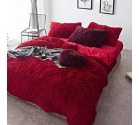 Grey Velvet Size White Duvet Double Bed Twin Set Bear Fleece Cozy Bedding Bedroom Soft Warm 4 Pcs Quilt Cover Sets Flat Sheet (Red King)