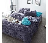 Grey Velvet Size White Duvet Double Bed Twin Set Bear Fleece Cozy Bedding Bedroom Soft Warm 4 Pcs Quilt Cover Sets Flat Sheet (Purple Full)