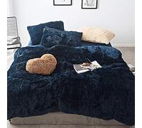 Grey Velvet Size White Duvet Double Bed Twin Set Bear Fleece Cozy Bedding Bedroom Soft Warm 4 Pcs Quilt Cover Sets Flat Sheet (Blue Full)