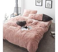 Grey Velvet Size White Duvet Double Bed Twin Set Bear Fleece Cozy Bedding Bedroom Soft Warm 4 Pcs Quilt Cover Sets Flat Sheet (Pink King)
