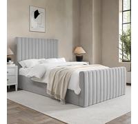 Grey Velvet Small Double Side-Lift Ottoman Bed - Khloe