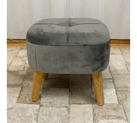 Grey Velvet Storage Ottoman Footstool Padded Pouffe Foot Rest Stool 33cm