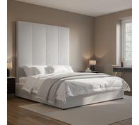 Grey Velvet Super King Ottoman Bed with Wall-Mounted Headboard - Alisha