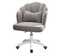 Grey Velvet Swivel Makeup Chair Aesthetic Seashell Design for Living Room & Bedroom Stylish 360° Rotating Dressing Chair Perfect for Beauty & Comfort