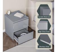 (Grey) Vida Designs Glinton 2 Drawer Bedside Chest