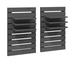 (grey) vidaXL 2x Solid Wood Pine Wall-mounted Bedside Shelves Storage Multi Colours