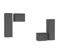 (grey) vidaXL 4x Solid Wood Pine TV Cabinets Wall Mounted Shelf Stand Multi Colours