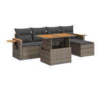 Garden Sofa Set 6 Piece with Cushions Outdoor Sofa Set Poly Rattan vidaXL