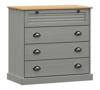 (grey) vidaXL Chest of Drawers Wooden Sideboard Storage Cabinet VIGO Solid Wood Pine