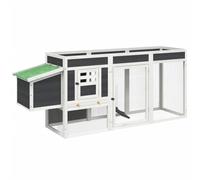 (grey) vidaXL Chicken Coop Wooden Animal House Chicken Run Hen House Solid Wood Pine