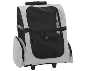 (grey) vidaXL Foldable Multipurpose Pet Trolley Travel Trailer Dog Carrier Stroller