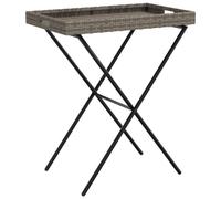 vidaXL Folding Tray Table Grey 65x40x75 cm Poly Rattan