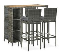 vidaXL 5 Piece Garden Bar Set with Cushions Poly Rattan Grey