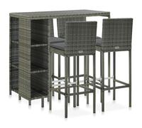 vidaXL 5 Piece Garden Bar Set with Cushions Poly Rattan Grey, Grey