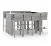 Garden Bar Set Table and Chair Set 9 Piece with Cushions Poly Rattan vidaXL