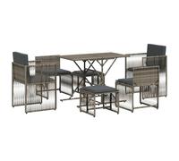 (grey) vidaXL Garden Dining Set 7 Piece with Cushions Table and Chair Poly Rattan