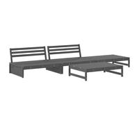 (grey) vidaXL Garden Lounge Set Outdoor Modular Sofa Set 4 Piece Solid Wood Pine