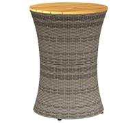 (grey) vidaXL Garden Side Table Dining Table Drum Shape Poly Rattan and Solid Wood