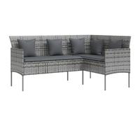 (grey) vidaXL L-shaped Couch Sofa with Cushions Poly Rattan Garden Sofa Multi Colours