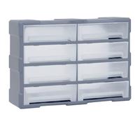 vidaXL Multi-Drawer Organiser - 8-Drawer Storage Unit Wall-Mountable, Impact-Resistant Plastic, Grey