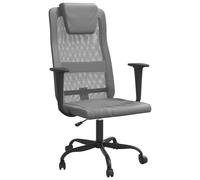 vidaXL Office Chair Grey Mesh Fabric and Faux Leather