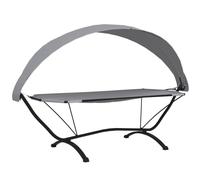 vidaXL Outdoor Lounge Bed with Canopy Grey Steel and Oxford Fabric UK NEW