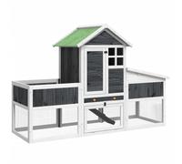 (grey) vidaXL Rabbit Hutch Rabbit Run Bunny House Wooden Animal House Solid Wood Pine
