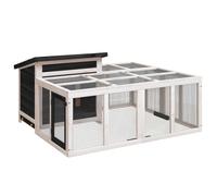 vidaXL Rabbit Hutch Grey 144x123x67.5 cm Solid Wood Pine, Grey
