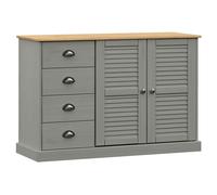 (grey) vidaXL Sideboard Storage Cabinet Cupboard with Drawers VIGO Solid Wood Pine
