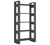 vidaXL 5 Shelf Grey Solid Wood Tall Bookcase - Size: 160 x 80 x 35cm - Wilko
