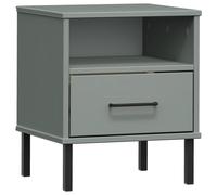 (grey) vidaXL Solid Wood Pine Bedside Cabinet with Metal Legs OSLO Multi Colours