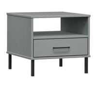 (grey) vidaXL Solid Wood Pine Bedside Table with Metal Legs OSLO Desk Multi Colours