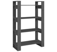 Vidaxl Book Cabinet/Room Divider Grey 80X35X125 Cm Solid Wood Pine