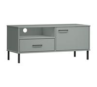 Vidaxl Tv Cabinet With Metal Legs Grey Solid Wood Pine Oslo, Grey