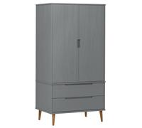 (grey) vidaXL Solid Wood Pine Wardrobe MOLDE Closet Armoire Highboard Multi Colours