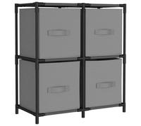 (grey) vidaXL Storage Cabinet with 4 Fabric Baskets Drawer Organiser Rack Unit Steel