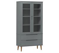 (grey) vidaXL Vitrine Cabinet Book Shelf Floating Shelf Wall Cabinet Solid Wood Pine